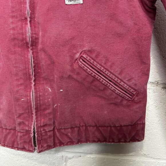 Y2K Carhartt Sherpa-Lined Detroit Jacket “Raspberry” WJ097 - Picture 4 of 16